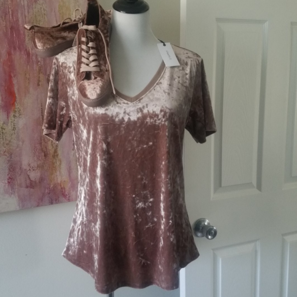 VELVET TEE SHIRT AND MATCHING GYM SHOES - BOTH NWT